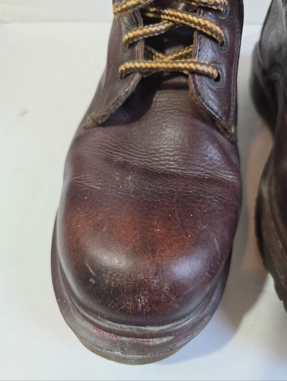 Dr Marten Mens Brown Leather Work Boots - Rugged Lace-Up Style Size 10
